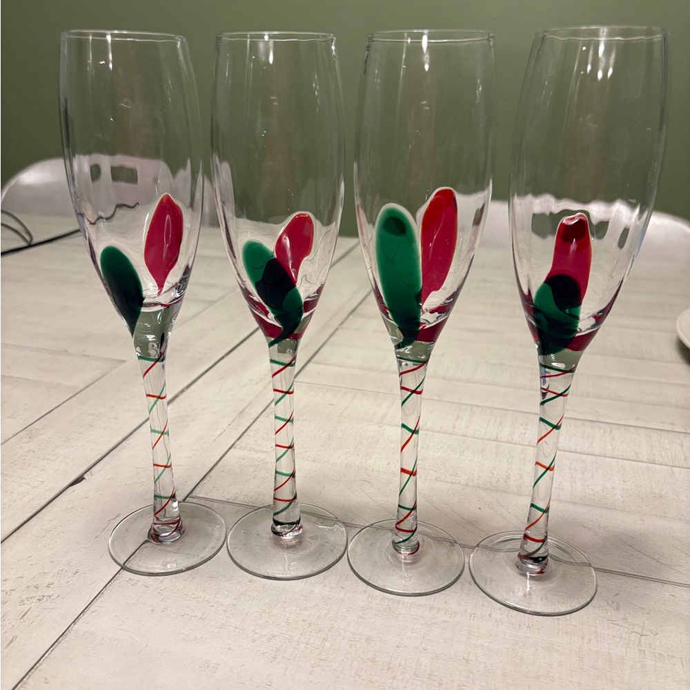 Pier 1 Colorful Stem Champagne Flutes